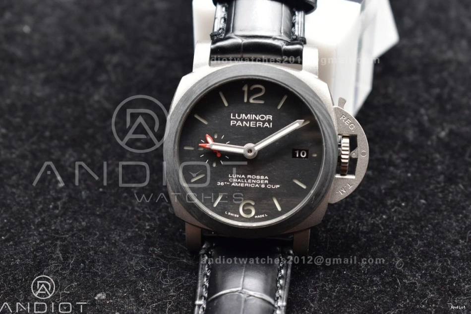 GMT Super Strap W Black VSF Leather P.9011 Dial Clone 42mm Black Best PAM1096 on Titanium Luminor 1:1 Edition 0223